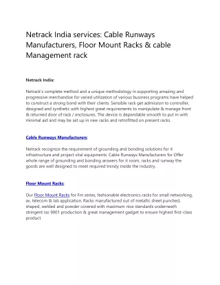 netrack india services cable runways