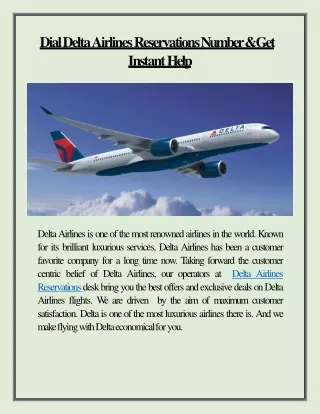 Delta Airlines Booking Reservations  1(800)350-0516 Number