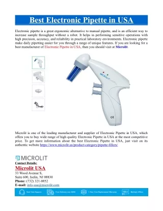 Best Electronic Pipette in USA