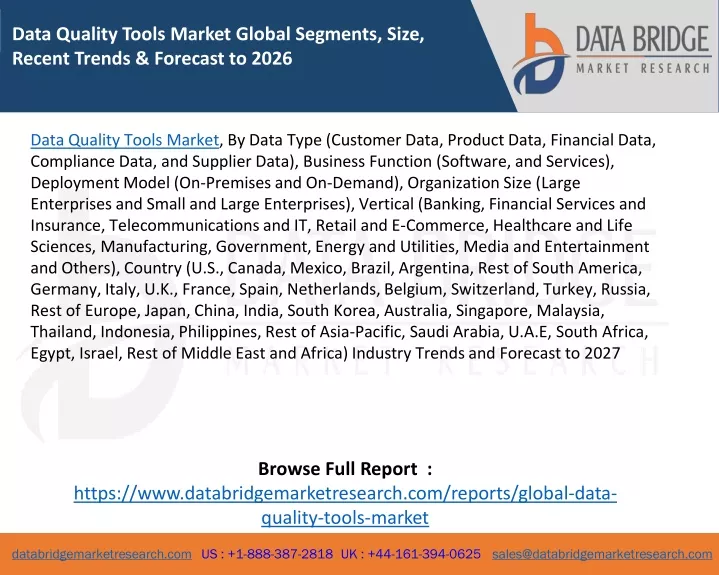 data quality tools market global segments size