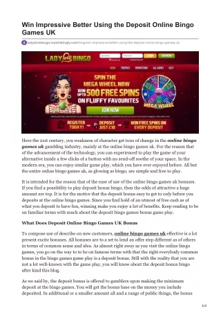 win impressive better using the deposit online
