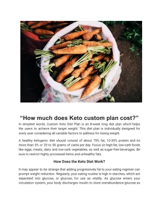 “How much does the Keto custom plan cost?”