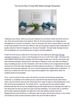 the correct way to deal with water damage