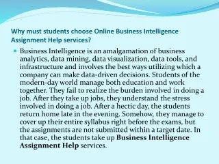 why must students choose online business intelligence assignment help services