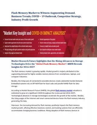 flash memory market to witness augmenting demand