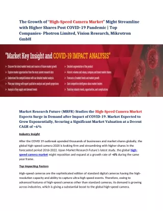 the growth of high speed camera market might