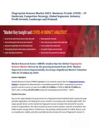 fingerprint sensors market 2021 business trends
