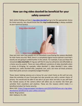 How can ring video doorbell be beneficial for your safety concerns