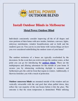 Outdoor Blinds in Melbourne - Metal Power Outdoor Blind