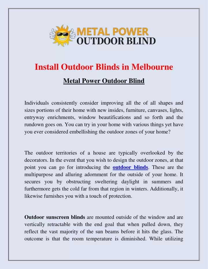 install outdoor blinds in melbourne