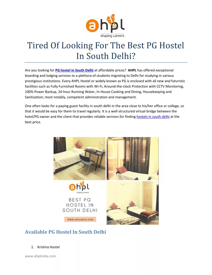tired of looking for the best pg hostel in south