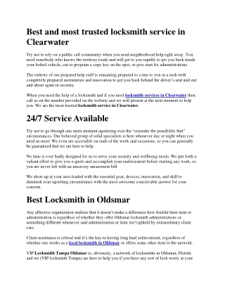 best and most trusted locksmith service