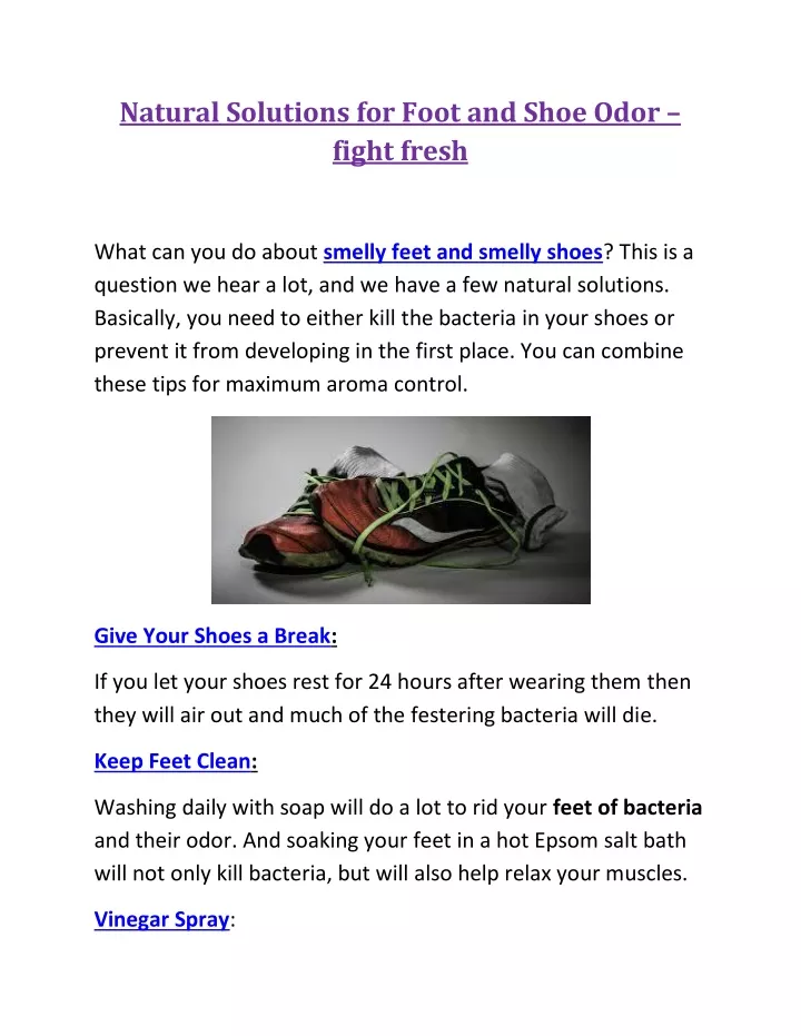 natural solutions for foot and shoe odor fight