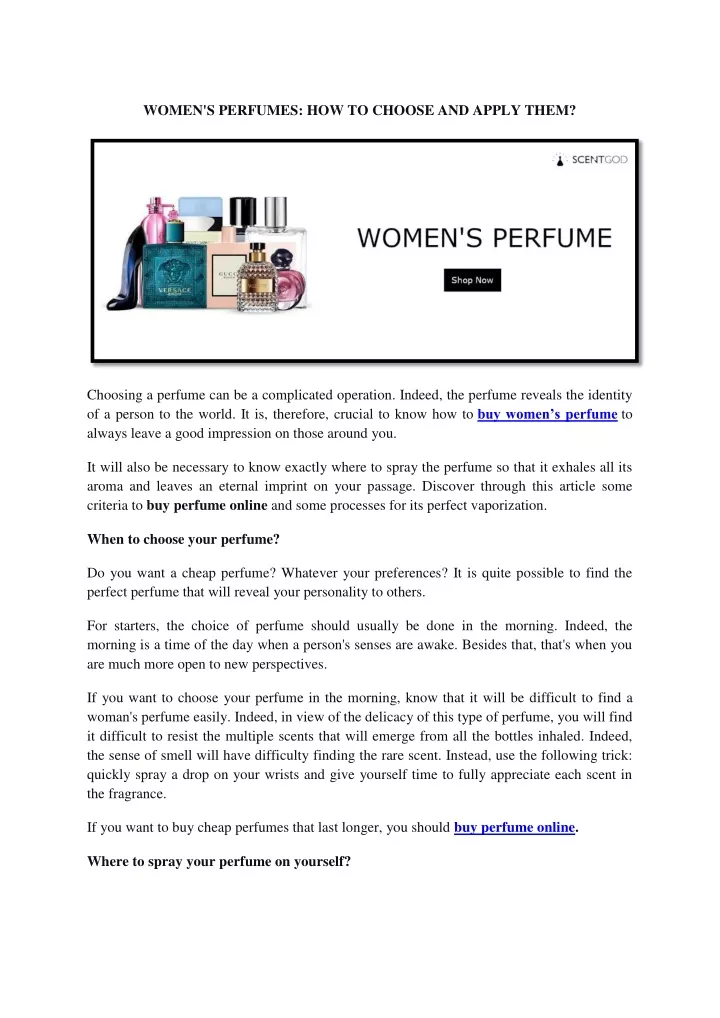 women s perfumes how to choose and apply them