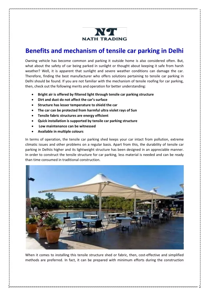 benefits and mechanism of tensile car parking