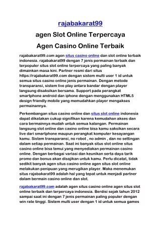 rajabakarat99 agen Slot Online Terpercaya Agen Casino Online Terbaik