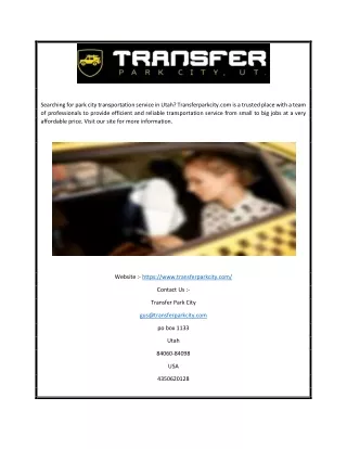 Park City Utah Transportation Service | Transferparkcity.com