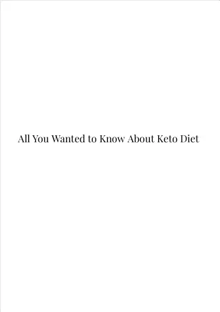 All You Wanted to Know About Keto Diet