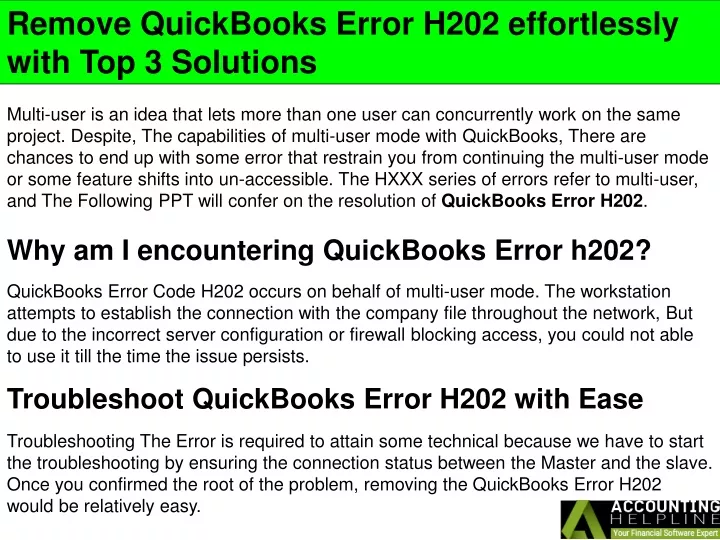 remove quickbooks error h202 effortlessly with