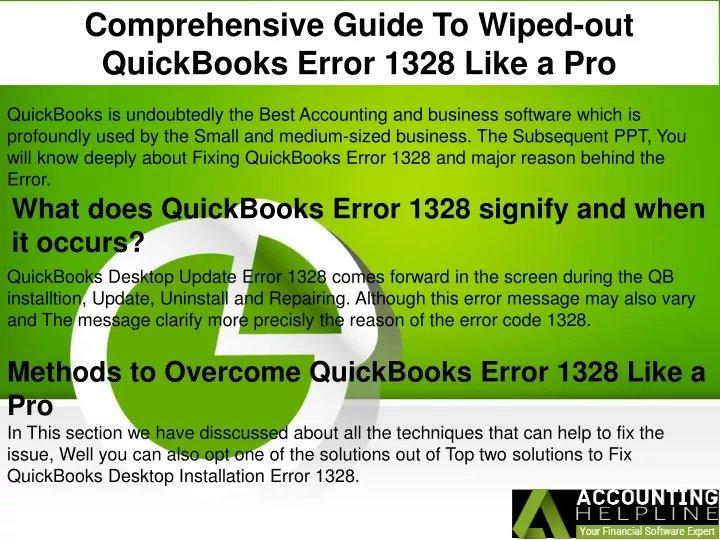 comprehensive guide to wiped out quickbooks error
