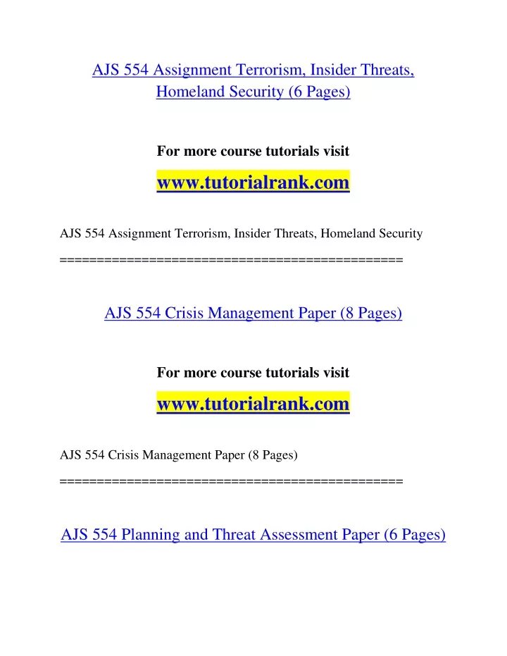 ajs 554 assignment terrorism insider threats