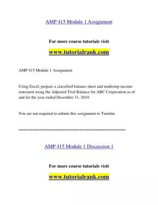 AMP 415 Education Organization- tutorialrank.com