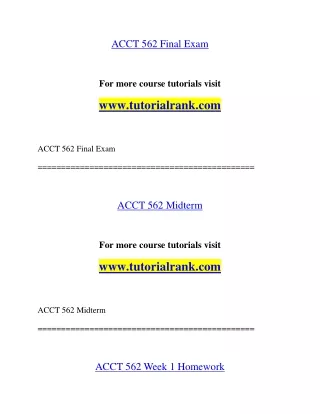 ACCT 562 Education Organization- tutorialrank.com