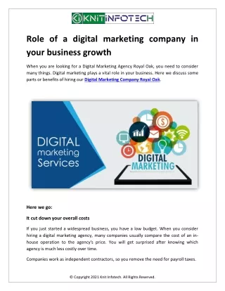 Role of a digital marketing company in your business growth