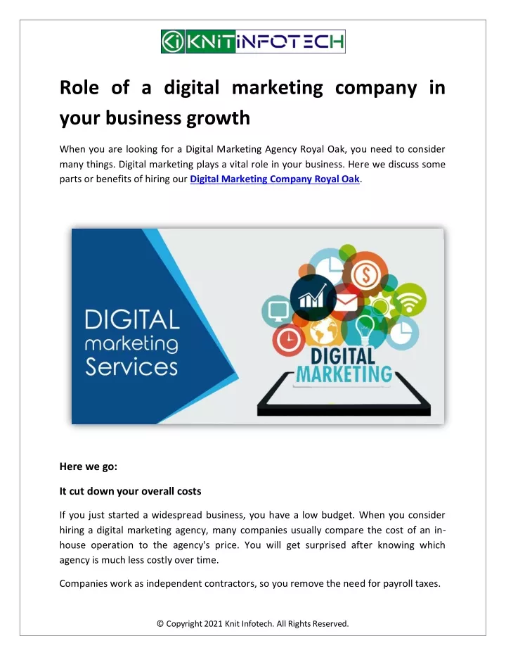 role of a digital marketing company in your