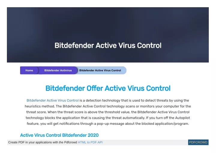 bitdefender active virus control