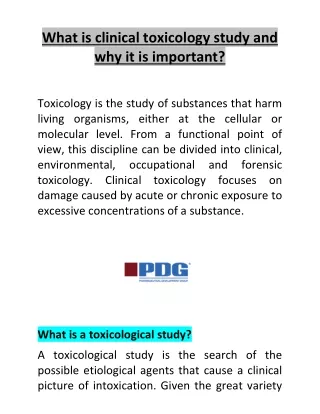 What is clinical toxicology study and why it is important?