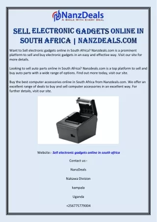 Sell Electronic Gadgets Online in South Africa | Nanzdeals.com