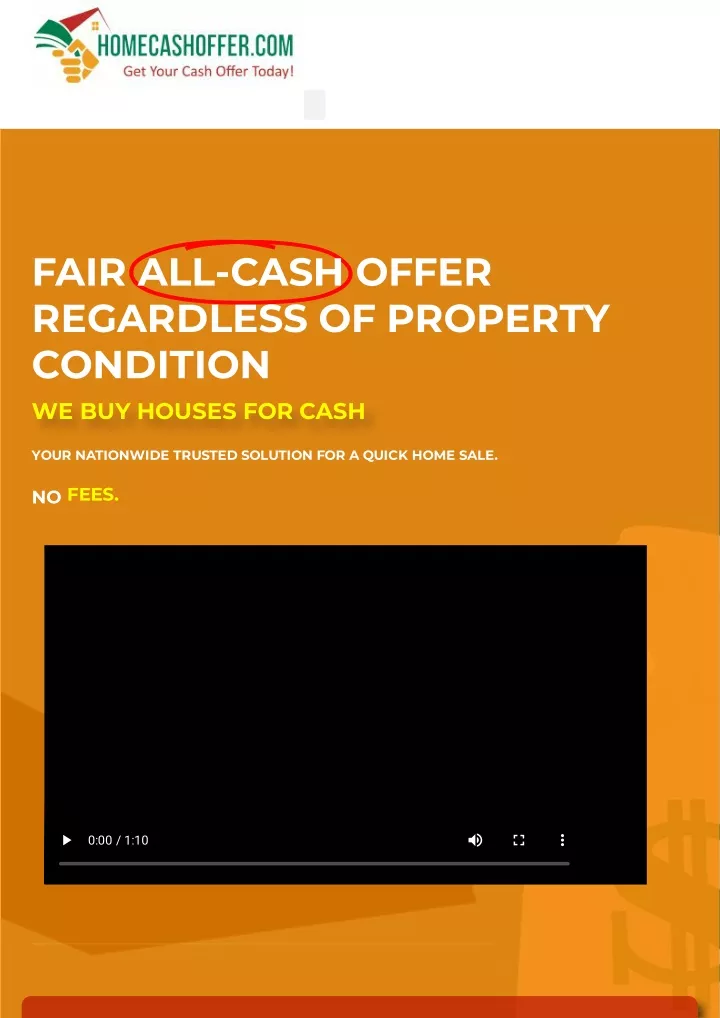 fair all cash offer regardless of property