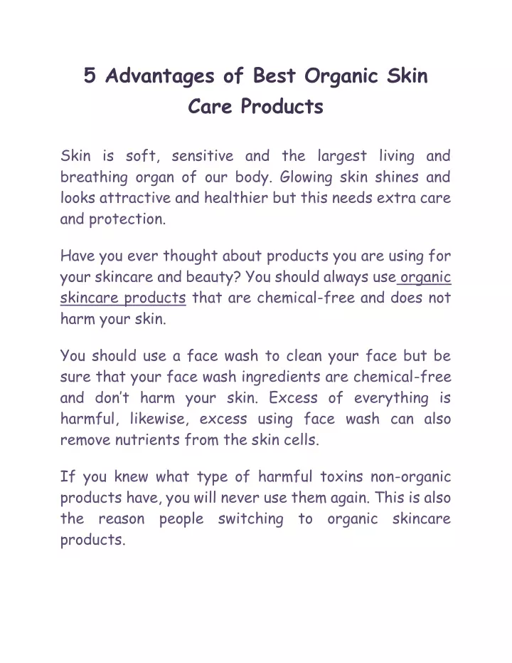 5 advantages of best organic skin care products