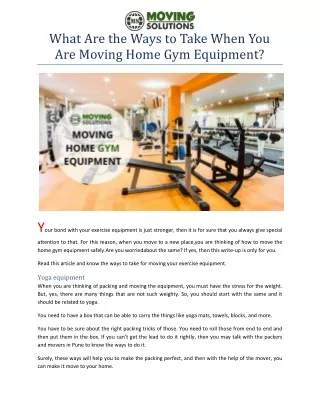 What Are the Ways to Take When You Are Moving Home Gym Equipment?