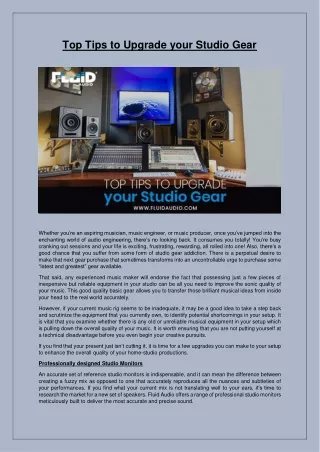 top tips to upgrade your studio gear