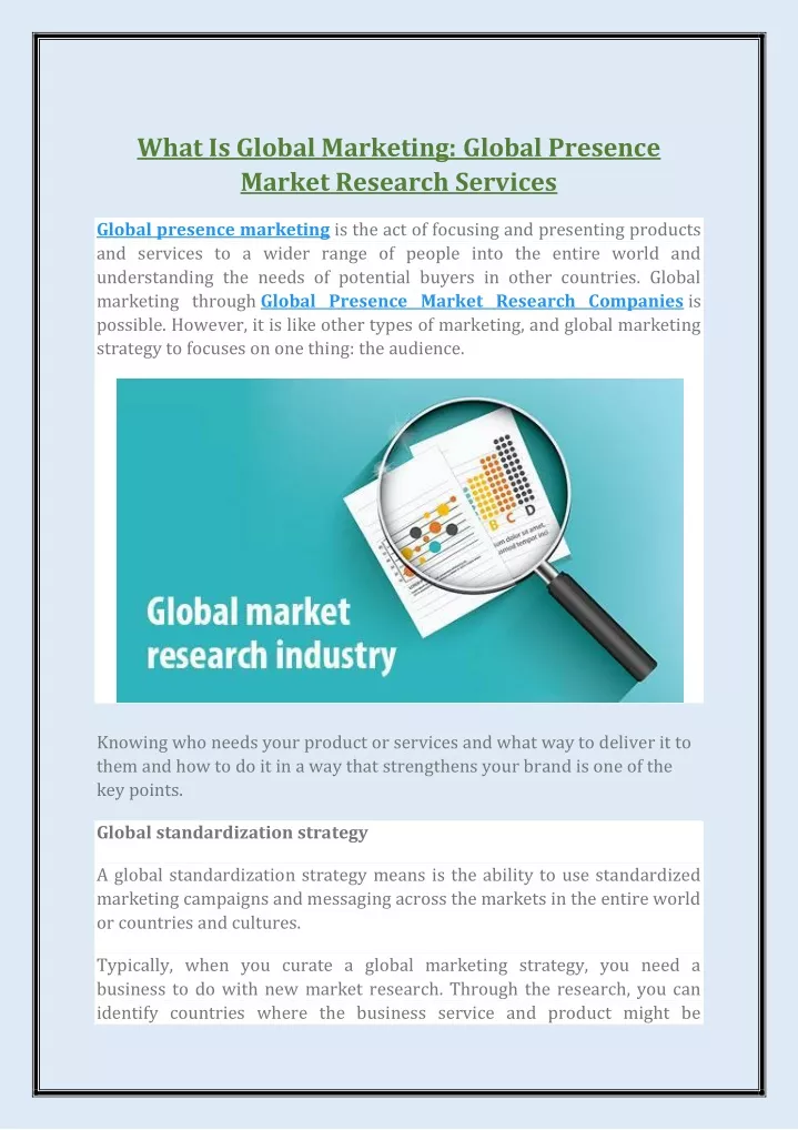 what is global marketing global presence market