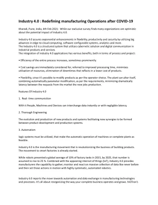 industry 4 0 redefining manufacturing operations