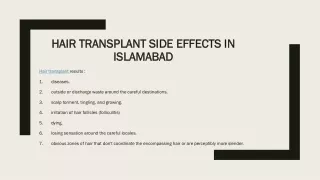 Hair Transplant Side Effects in Islamabad