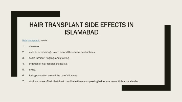 hair transplant side effects in islamabad