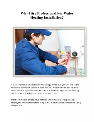 Hire Professional for Water Heating Installation | Precision Tech