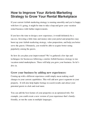 How to Improve Your Airbnb Marketing Strategy to Grow Your Rental Marketplace