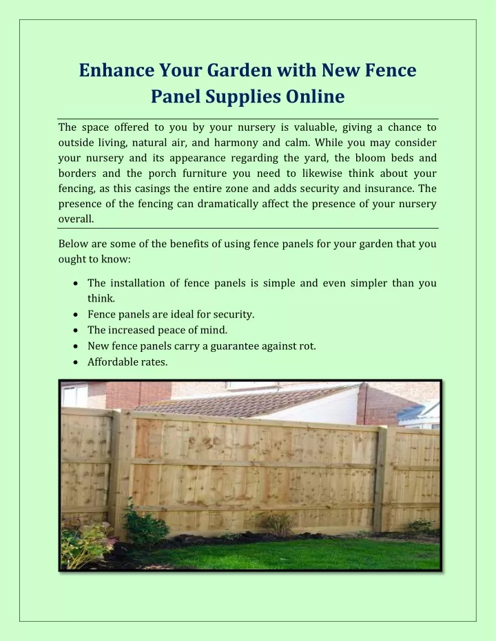 enhance your garden with new fence panel supplies