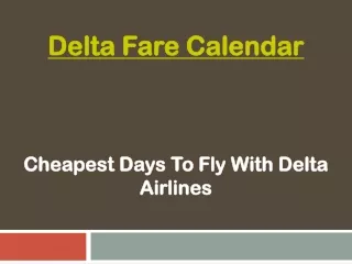 Delta Fare Calendar