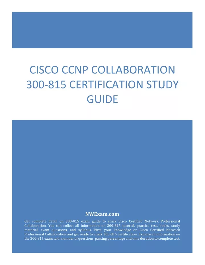 cisco ccnp collaboration 300 815 certification