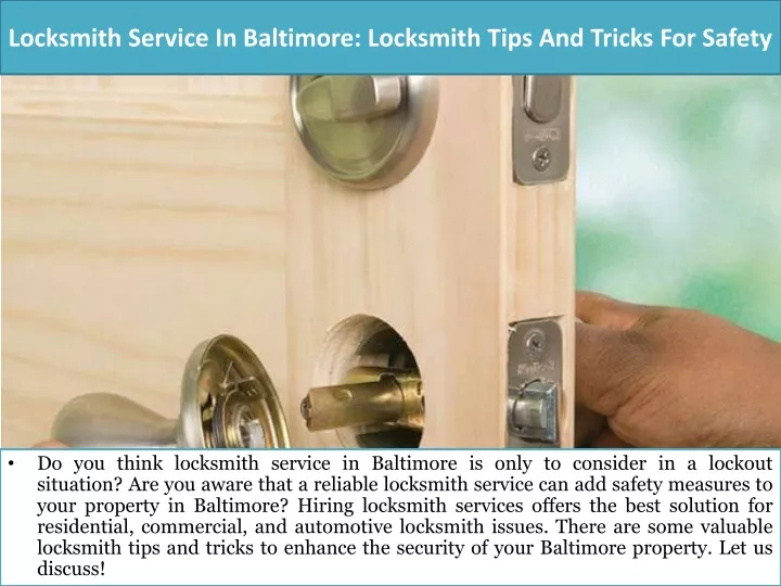 locksmith service in baltimore locksmith tips and tricks for safety