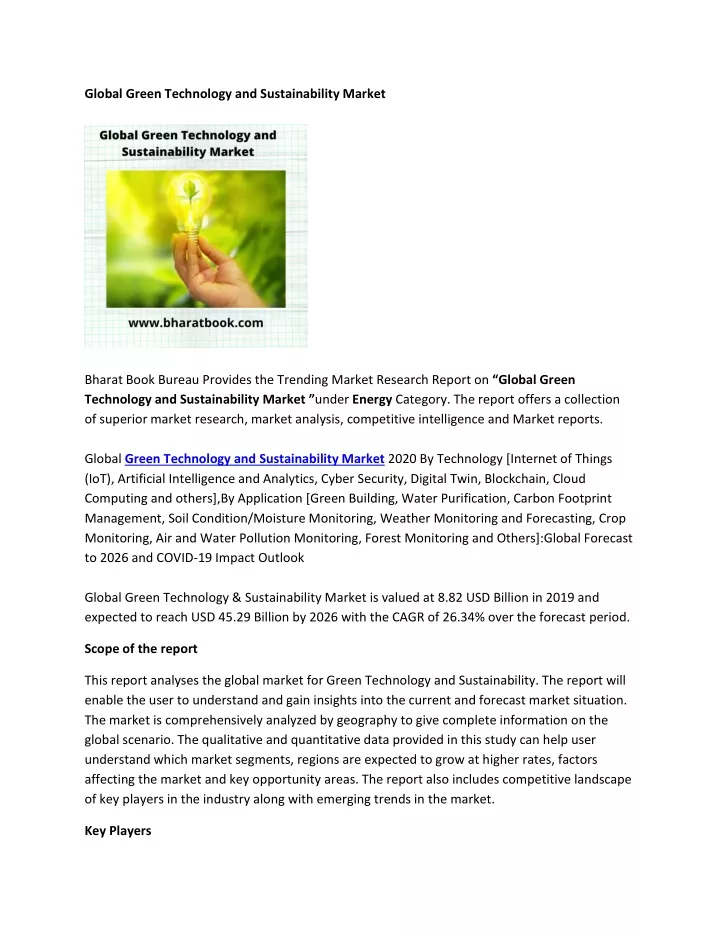global green technology and sustainability market