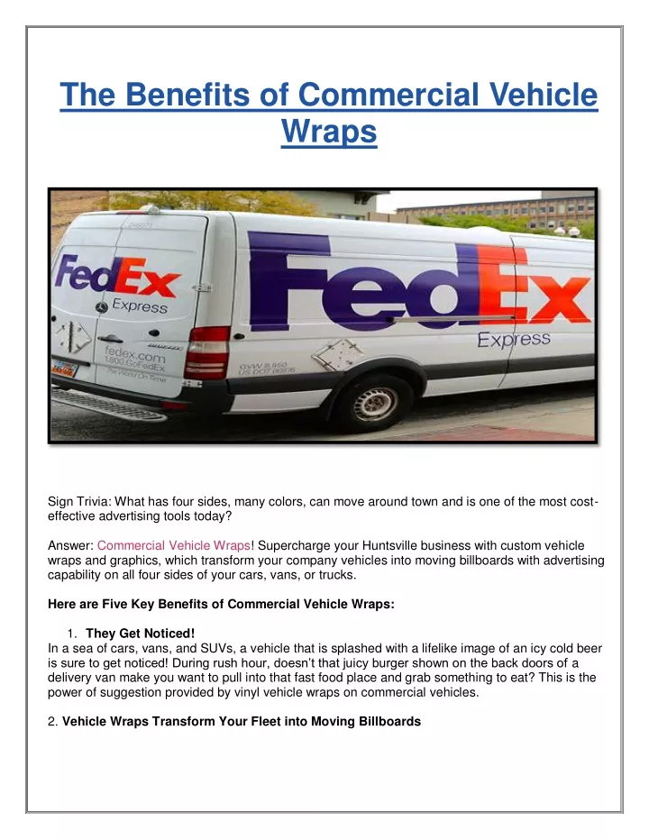 the benefits of commercial vehicle wraps