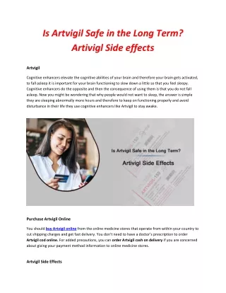 Is artvigil safe in the long term Artivigl Side effects