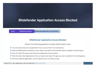 bitdefender application access blocked